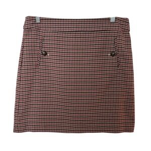 Loft Ann Taylor Mini Skirt Womens‎ 6 Brown Houndstooth Tweed Wool Blend Lined